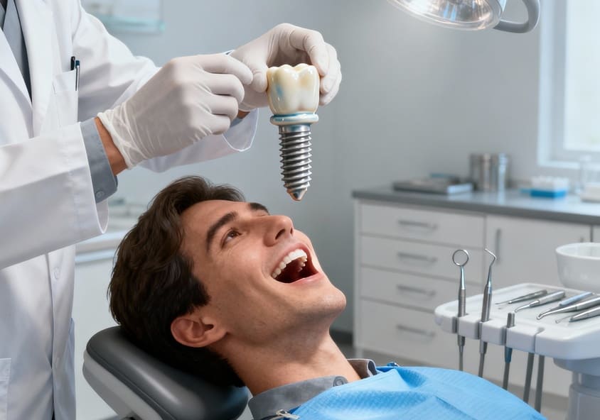 esempio di inserimento di un impianto dentale in ceramica